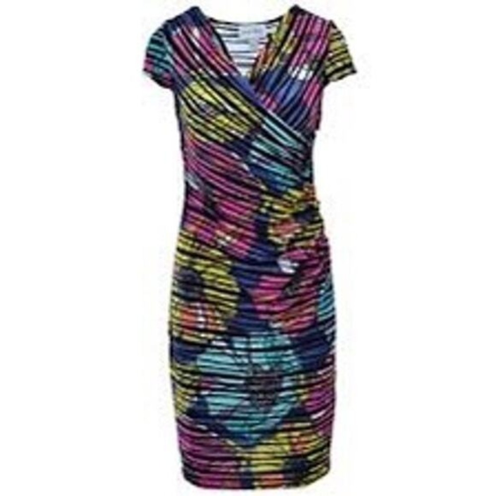Joseph Ribkoff Ruched Multicolored Dress - Picture 2 of 7